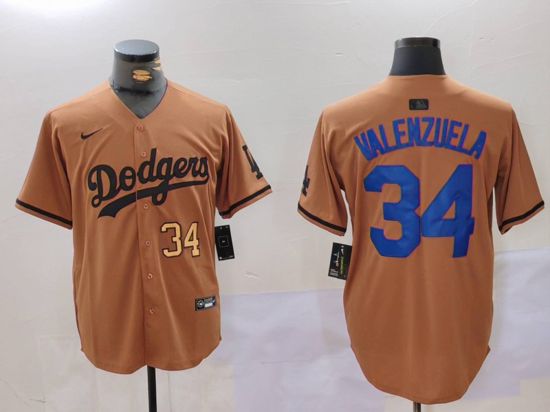 Men Los Angeles Dodgers #34 Valenzuela army green joint name 2024 Nike MLB Jersey style 5->los angeles dodgers->MLB Jersey